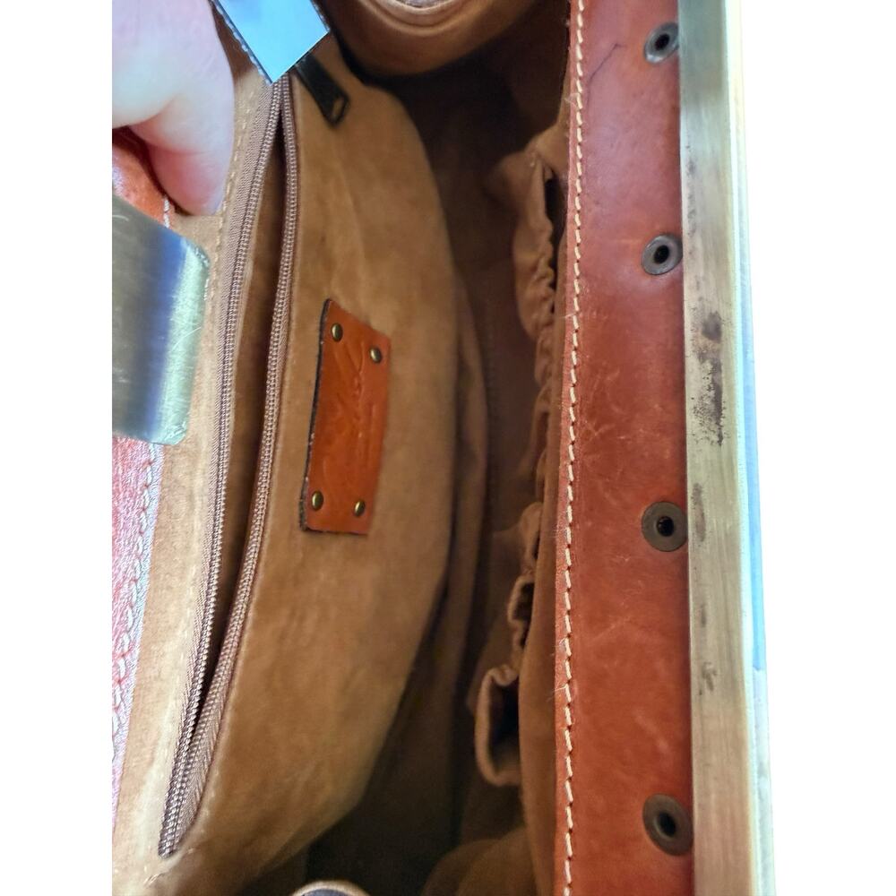 Patricia Nash Tooled Leather Frame Satchel – Floral Embossed - Picture 7 of 10